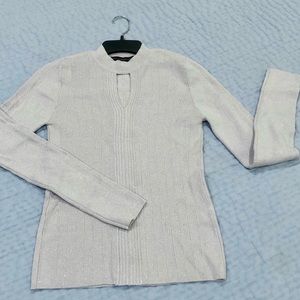 Silver Fine-Gauge Sweater Medium
